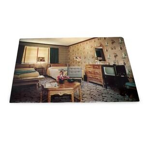 Spanish Ranch Motel Mobile Alabama Interior Room Vintage Unused Postcard AAA MCM